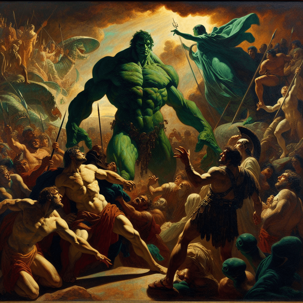 After being exiled from Earth by the Illuminati, Hulk found himself on the planet Sakaar, where he was imprisoned and forced to do gladiatorial battle in the emperor's arena. Hulk and his compatriots quickly rose through the ranks, and were soon approached by a rebellion that plotted to overthrow the emperor. Hulk declined, and the rebels were detained. But rather than killing them in the arena, Hulk helped them escape, and led his fellow gladiators to freedom.